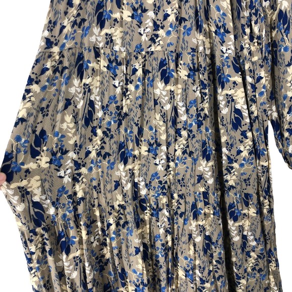A New Day Boho Prairiecore Maxi Dress w/Layered tiers, Floral Artsy Print SZ S - Picture 6 of 10